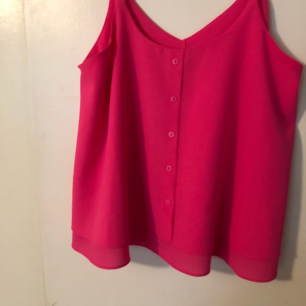 Anthropologie PAPER CRANE Neon Pink Top - Picture 4 of 7